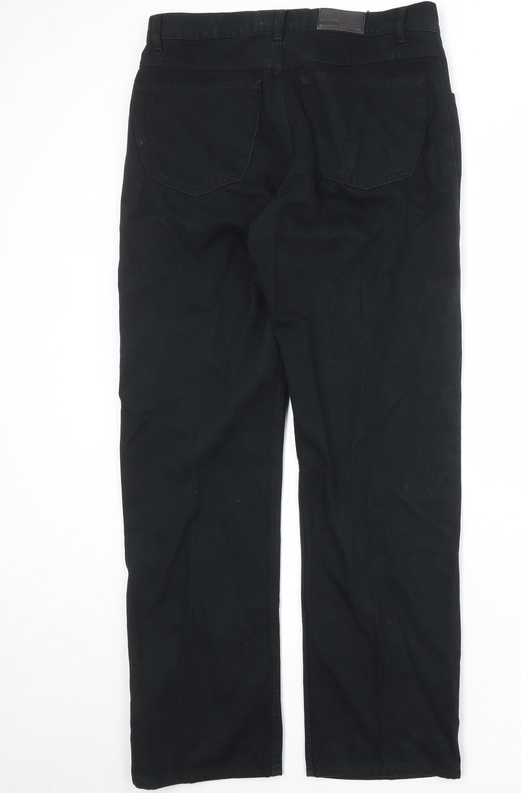 Marks and Spencer Mens Black Cotton Straight Jeans Size 32 in Regular Zip