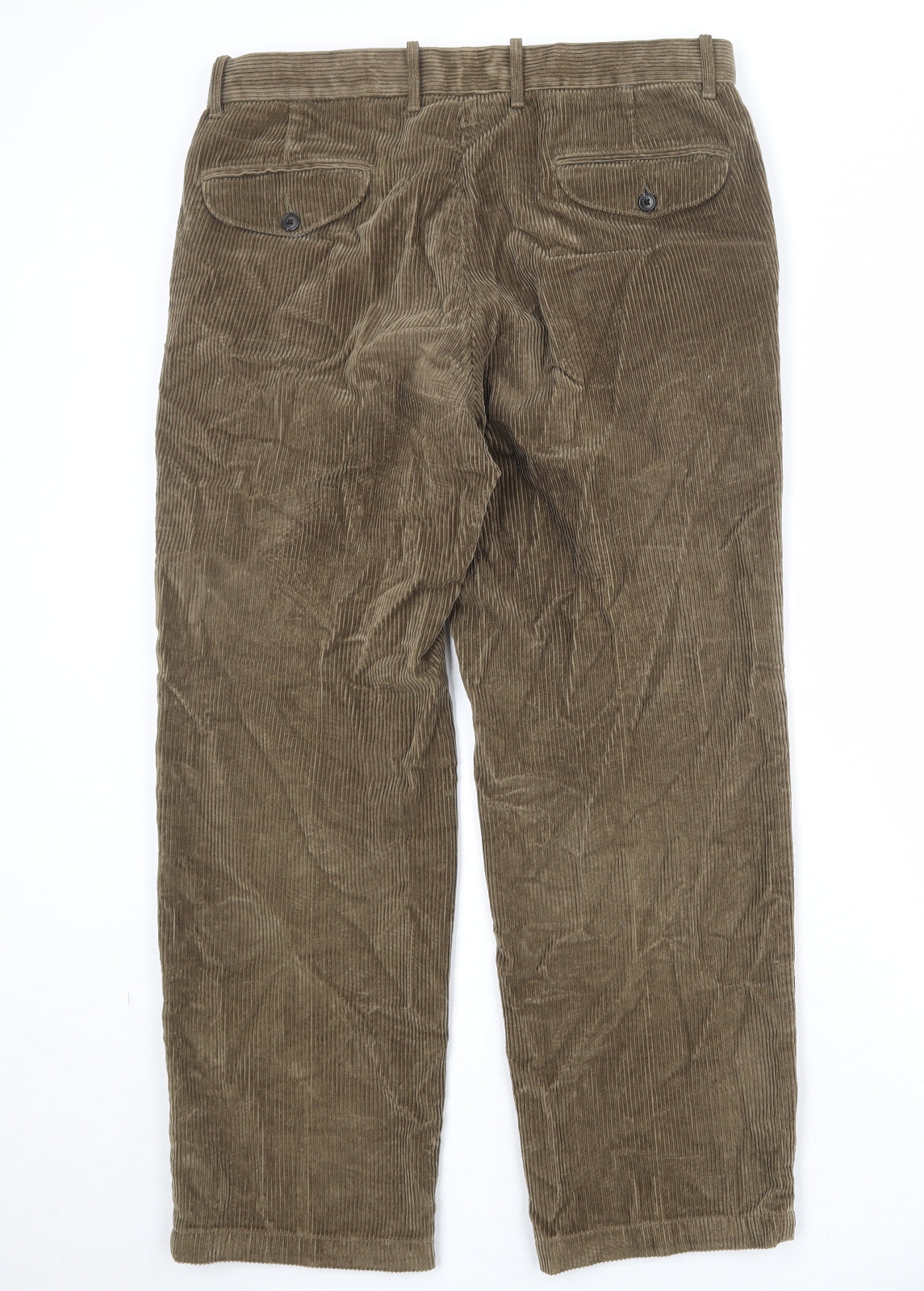 Marks and Spencer Mens Brown Cotton Trousers Size 34 in Regular Zip