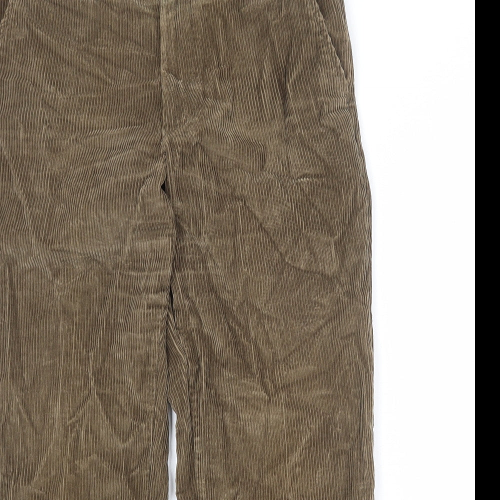 Marks and Spencer Mens Brown Cotton Trousers Size 34 in Regular Zip