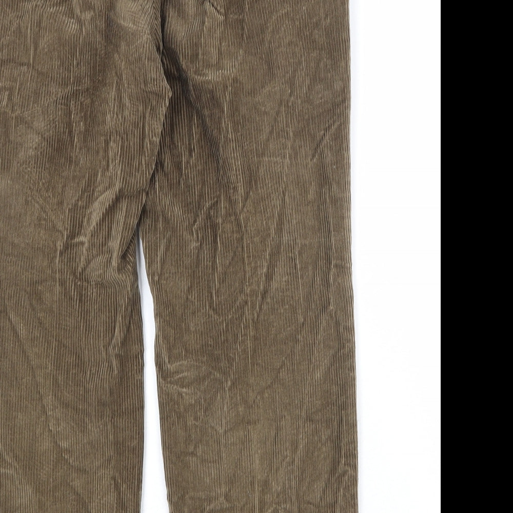 Marks and Spencer Mens Brown Cotton Trousers Size 34 in Regular Zip