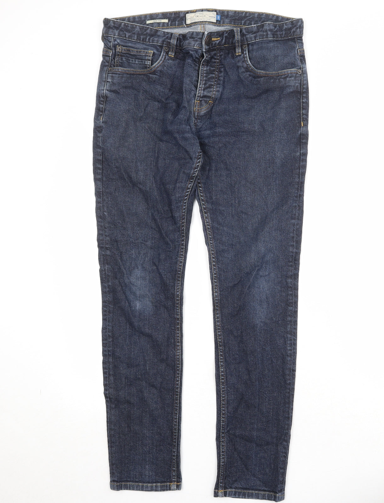 NEXT Mens Blue Cotton Skinny Jeans Size 34 in Regular Zip