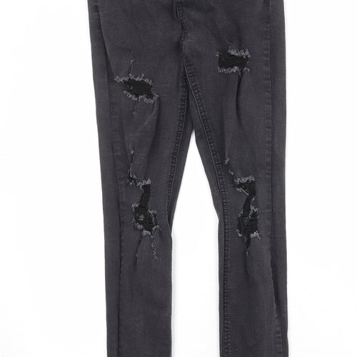 Missguided Womens Black Cotton Skinny Jeans Size 10 Regular Zip