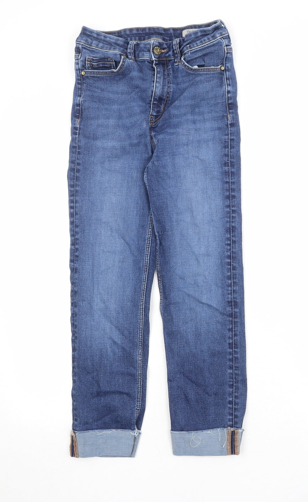 Marks and Spencer Womens Blue Cotton Straight Jeans Size 10 Regular Zip