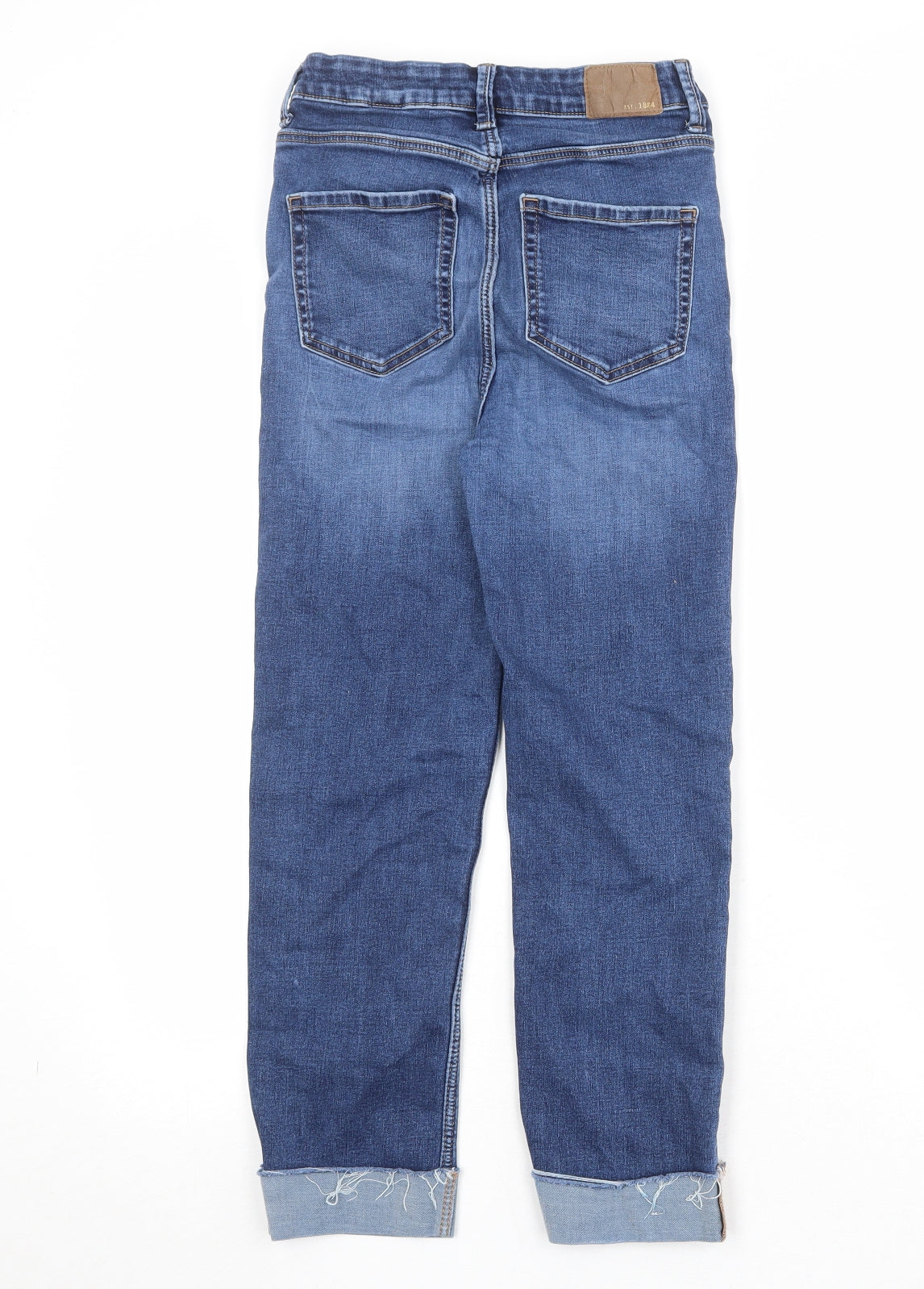 Marks and Spencer Womens Blue Cotton Straight Jeans Size 10 Regular Zip