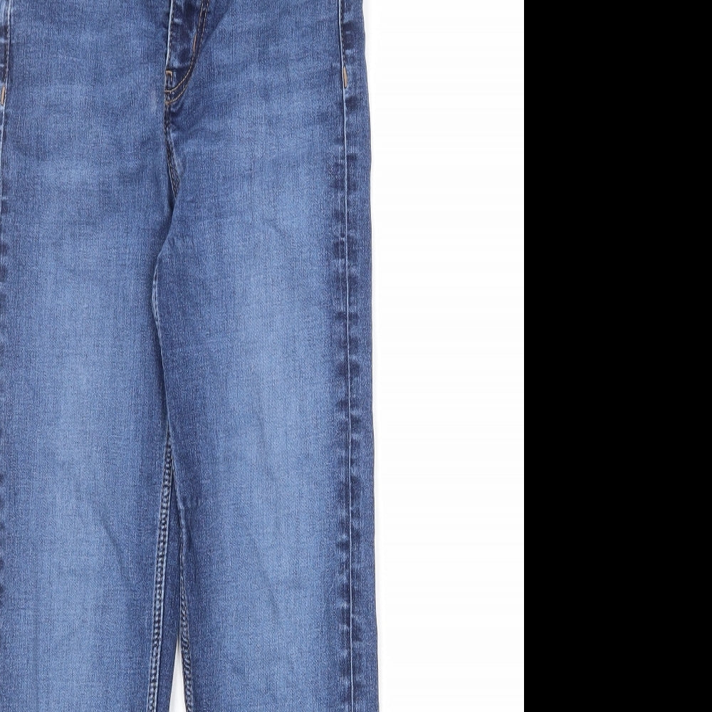 Marks and Spencer Womens Blue Cotton Straight Jeans Size 10 Regular Zip