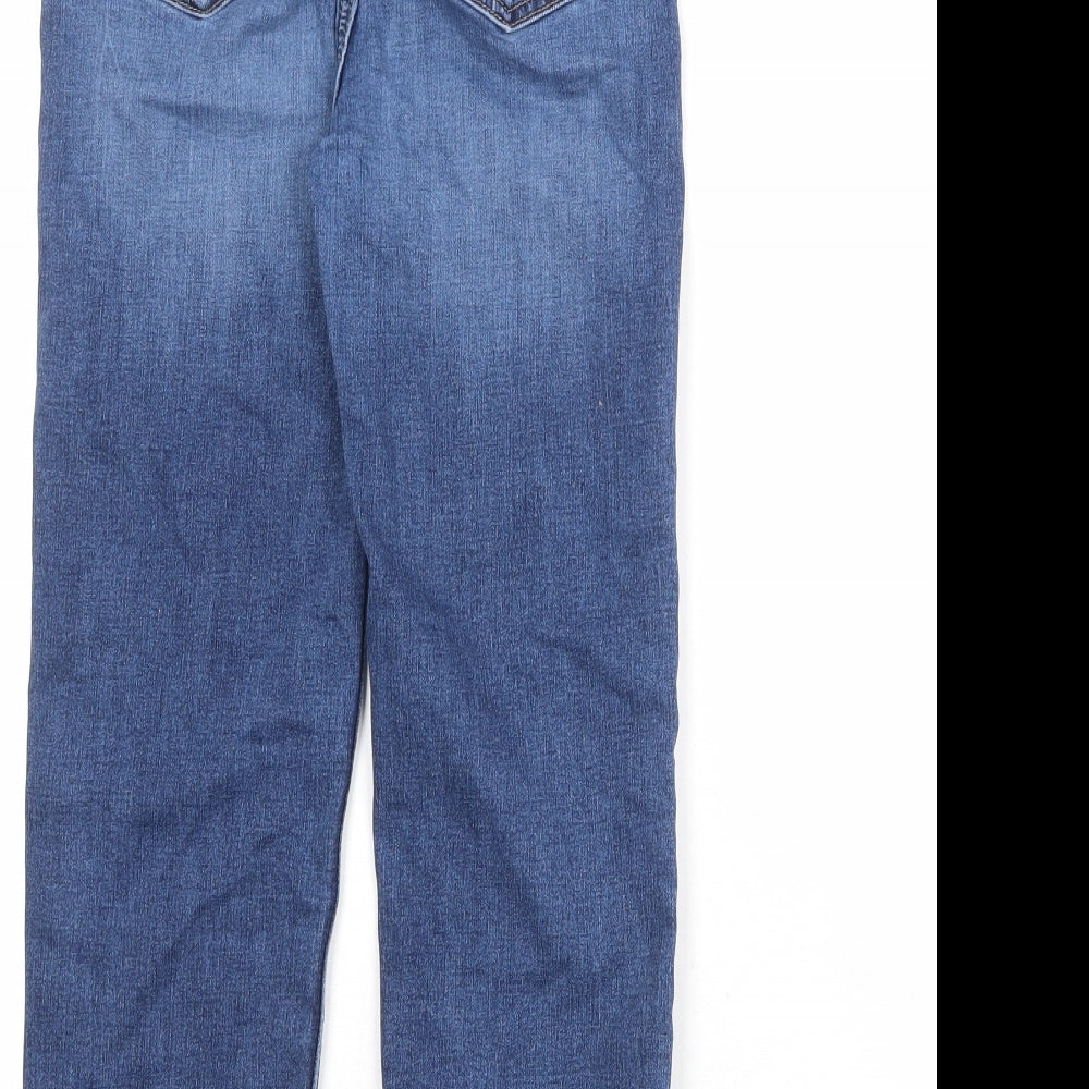 Marks and Spencer Womens Blue Cotton Straight Jeans Size 10 Regular Zip