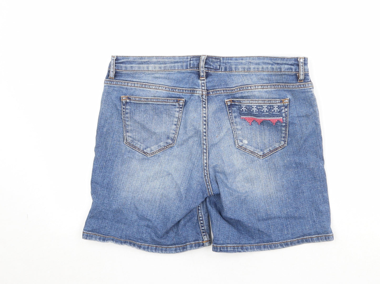 Fat Face Womens Blue Cotton Boyfriend Shorts Size 10 Regular Zip