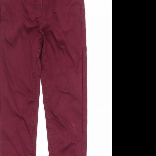 M&Co Girls Red Cotton Skinny Jeans Size 11 Years Regular Zip