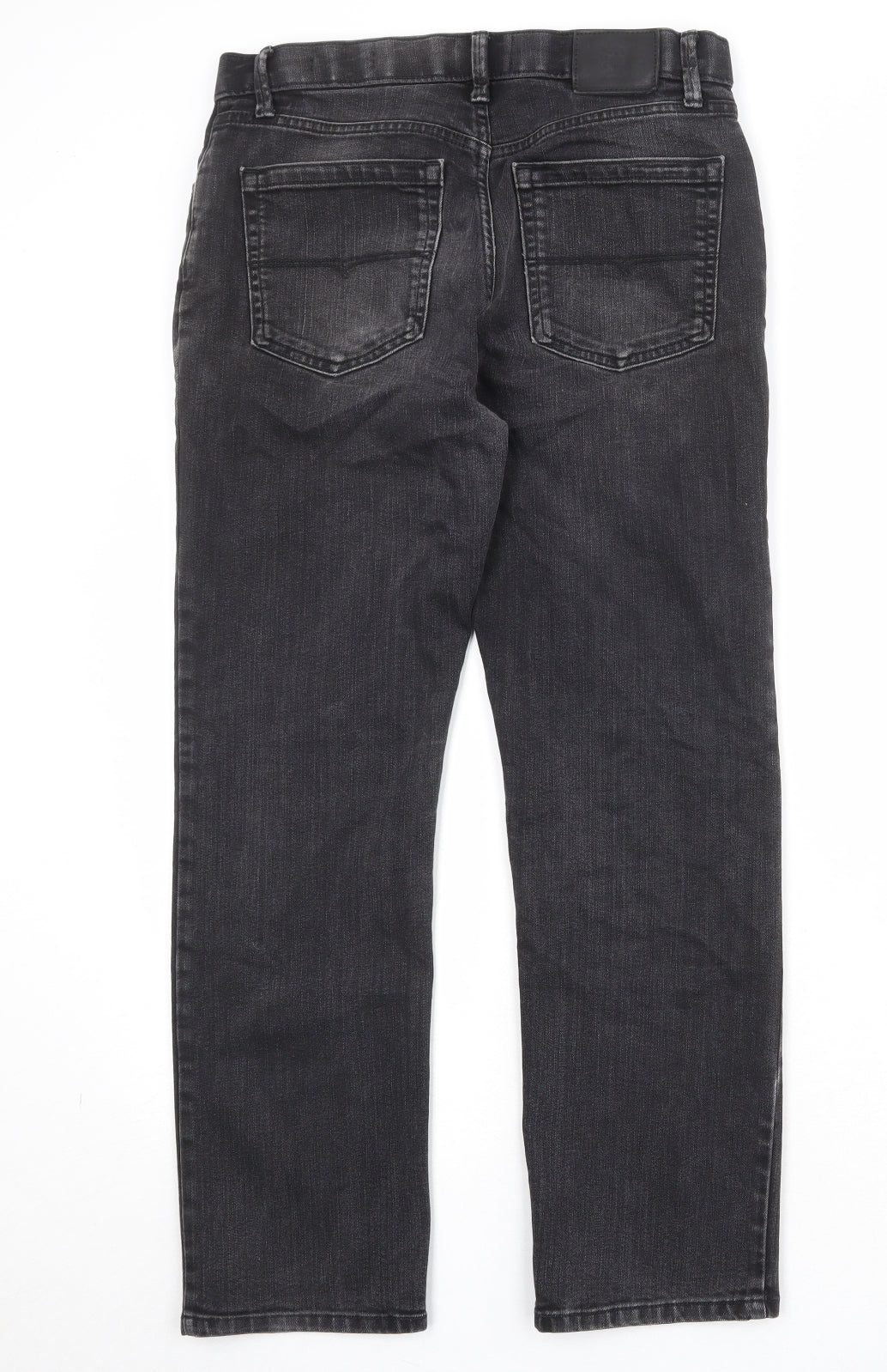 Marks and Spencer Mens Grey Cotton Straight Jeans Size 32 in Regular Zip