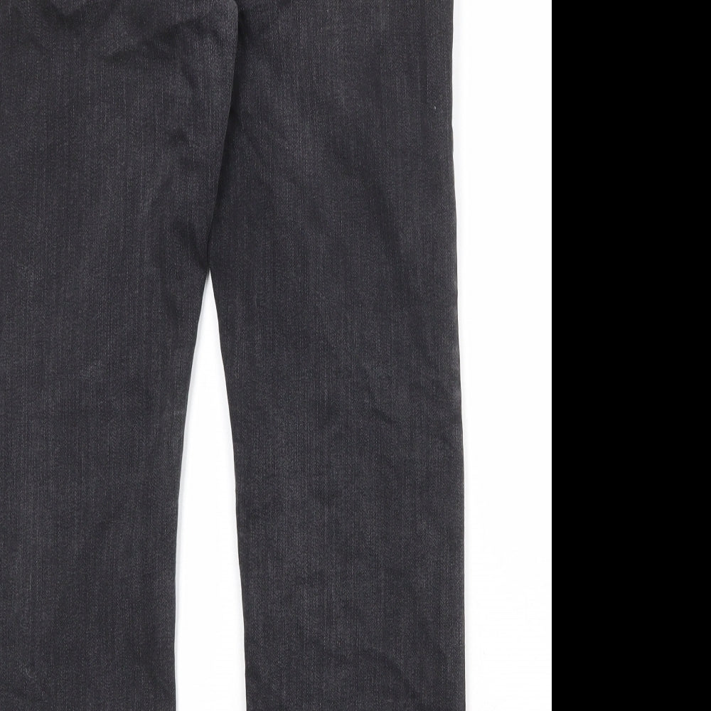 Marks and Spencer Mens Grey Cotton Straight Jeans Size 32 in Regular Zip