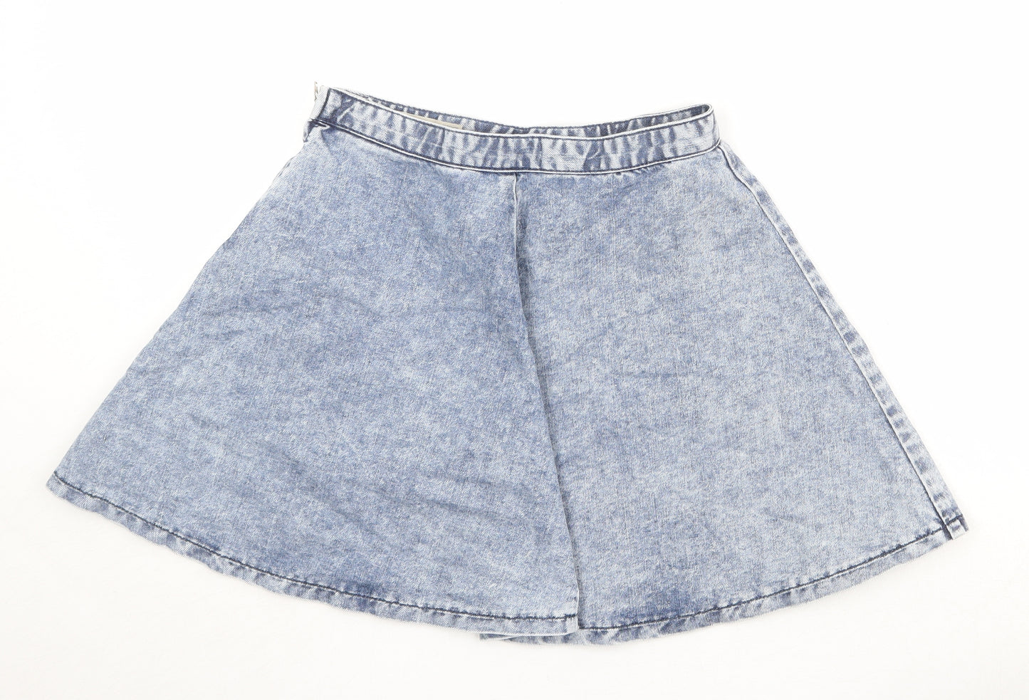 Topshop Womens Blue Cotton Skater Skirt Size 28 in Zip