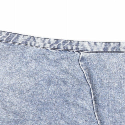 Topshop Womens Blue Cotton Skater Skirt Size 28 in Zip