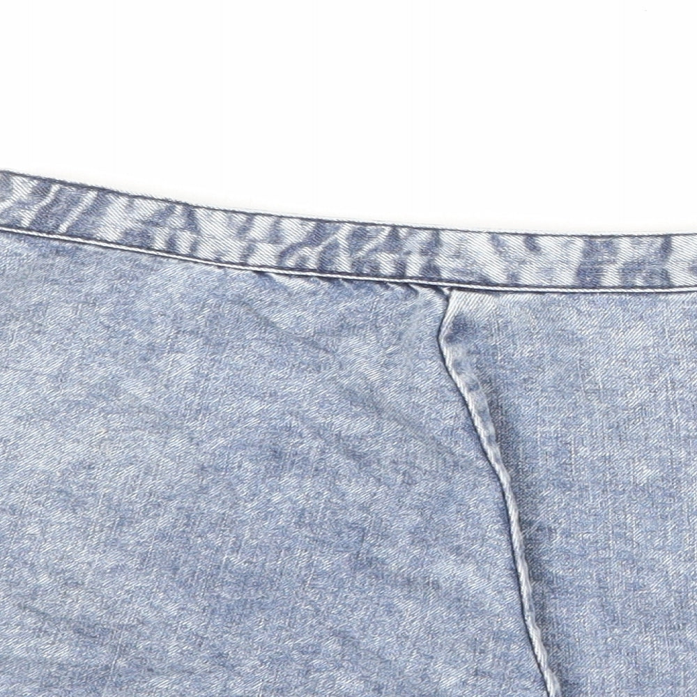 Topshop Womens Blue Cotton Skater Skirt Size 28 in Zip