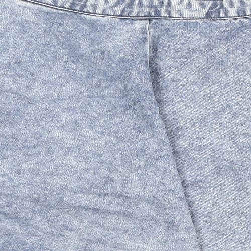 Topshop Womens Blue Cotton Skater Skirt Size 28 in Zip