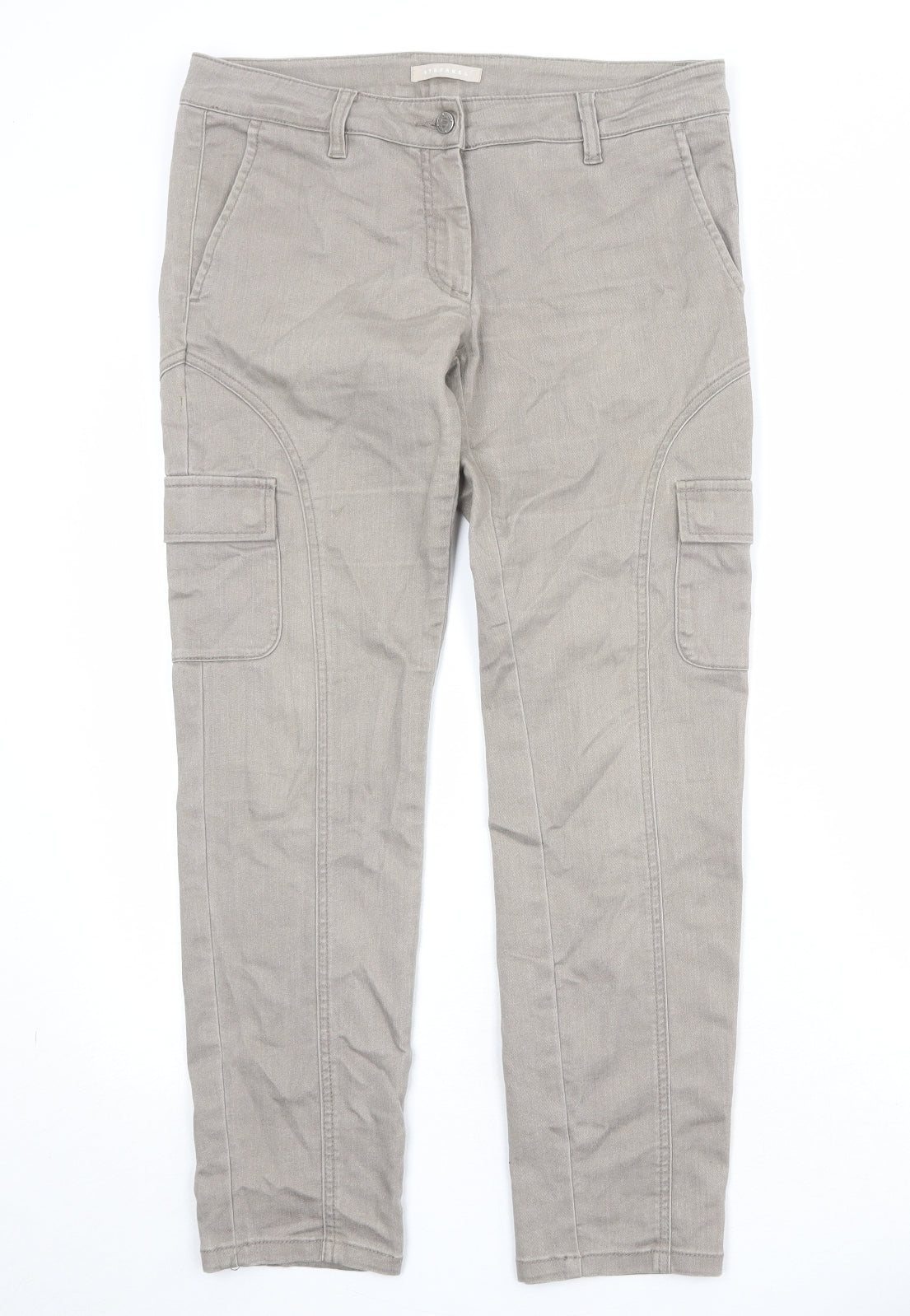 Stefanel Womens Beige Cotton Tapered Jeans Size 34 in Regular Zip - Cargo