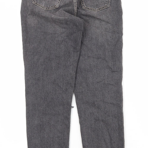 Topshop Womens Black Cotton Straight Jeans Size 26 in Regular Zip