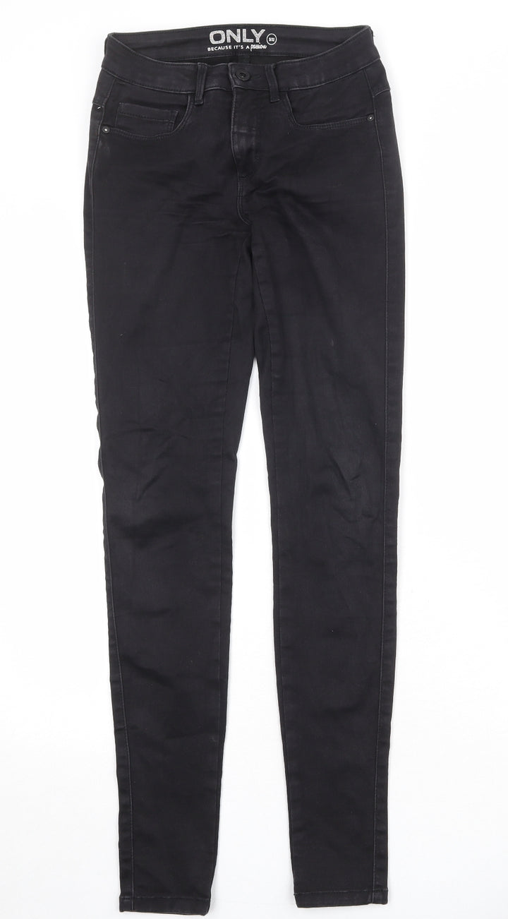 Only Womens Black Cotton Skinny Jeans Size 32 in Regular Zip