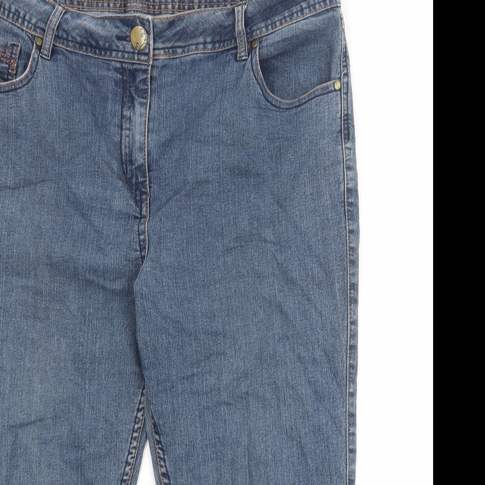 M&Co Womens Blue Cotton Skinny Jeans Size 18 Regular Zip