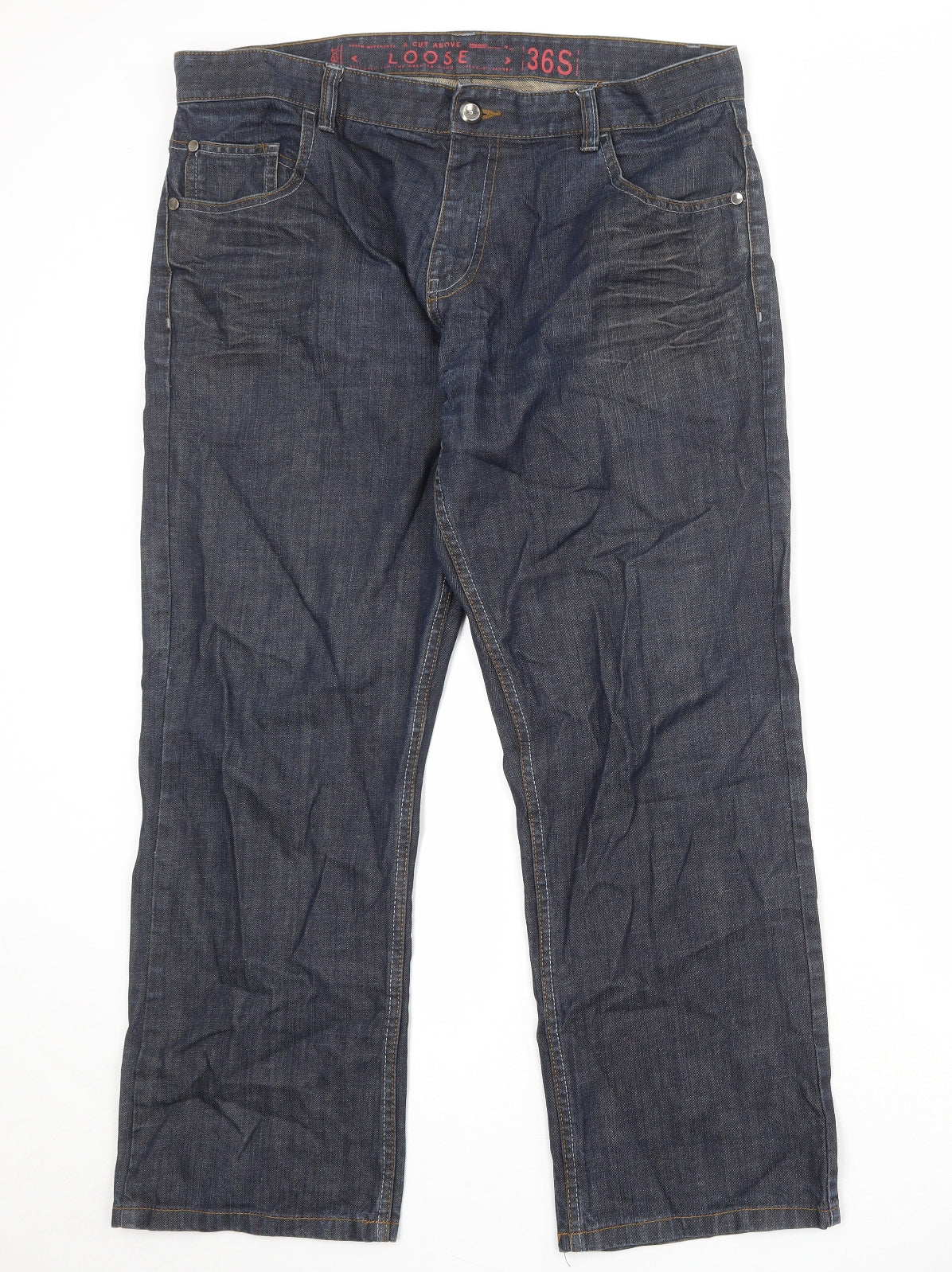 NEXT Mens Blue Cotton Straight Jeans Size 36 in Regular Zip