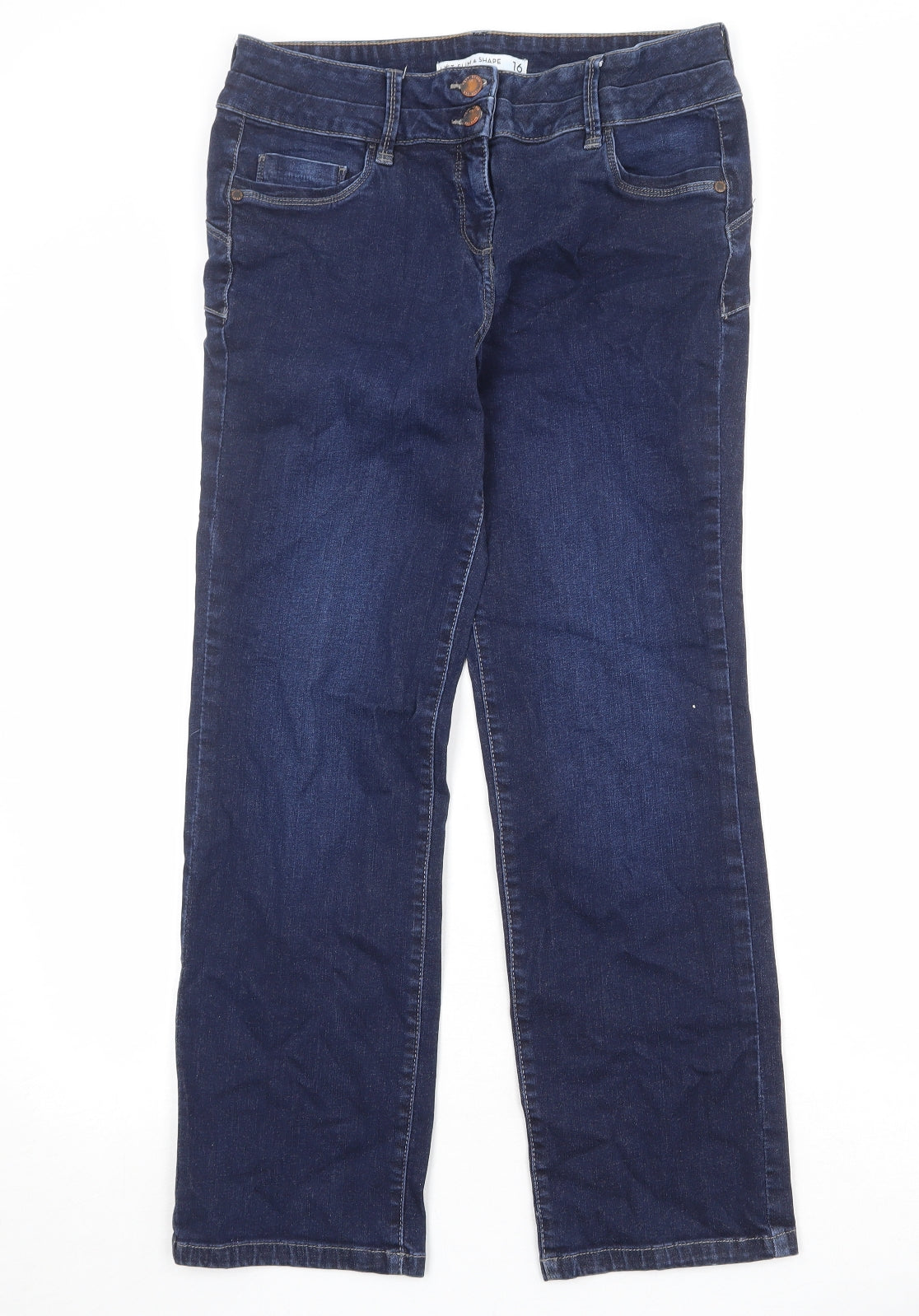 NEXT Womens Blue Cotton Skinny Jeans Size 16 Regular Zip