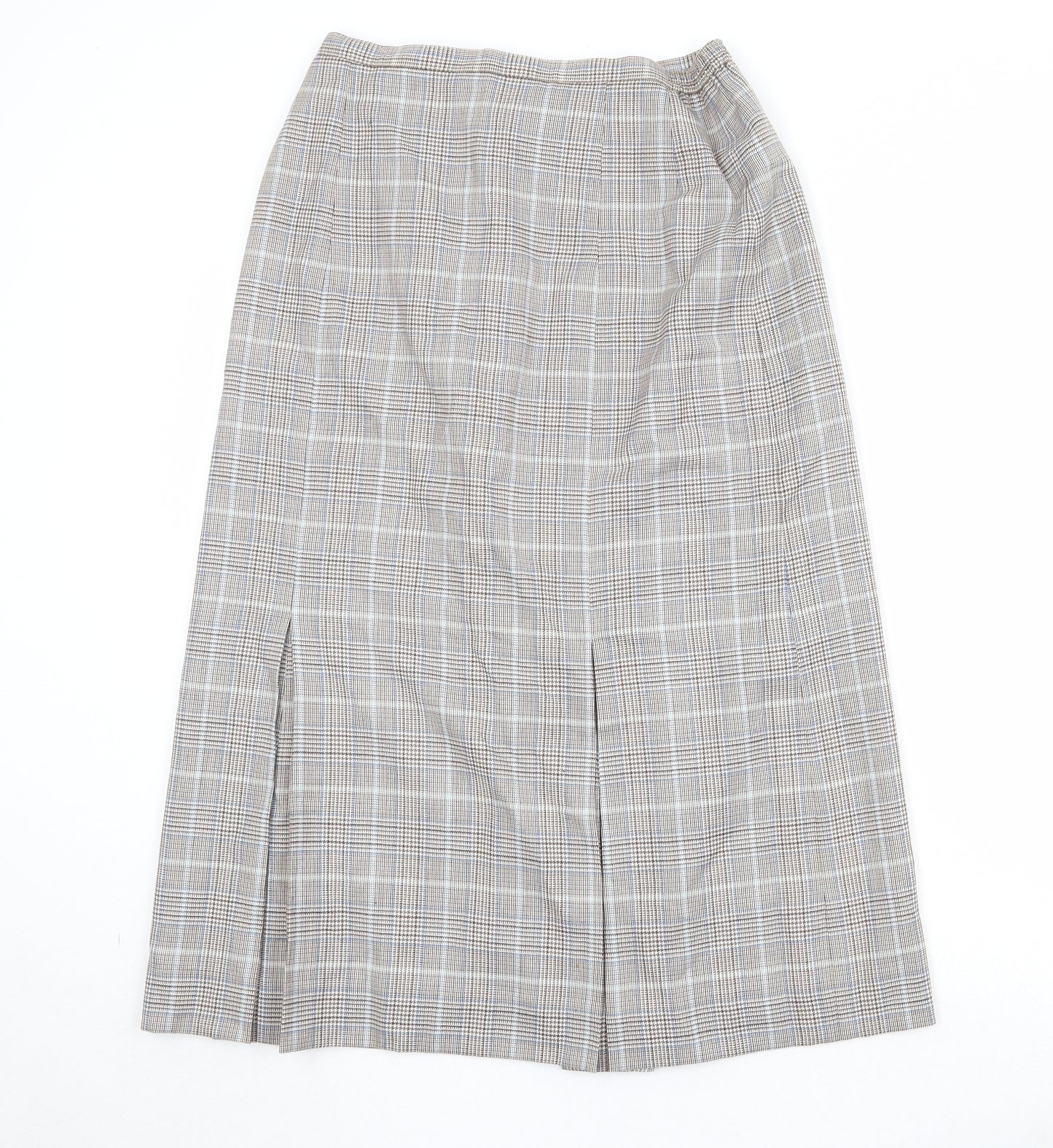 Biendella Womens Beige Plaid Polyester Pleated Skirt Size 28 in Zip