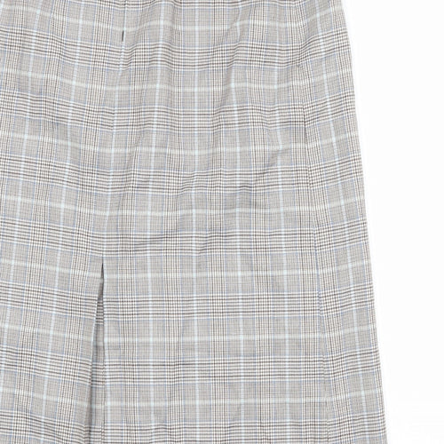 Biendella Womens Beige Plaid Polyester Pleated Skirt Size 28 in Zip
