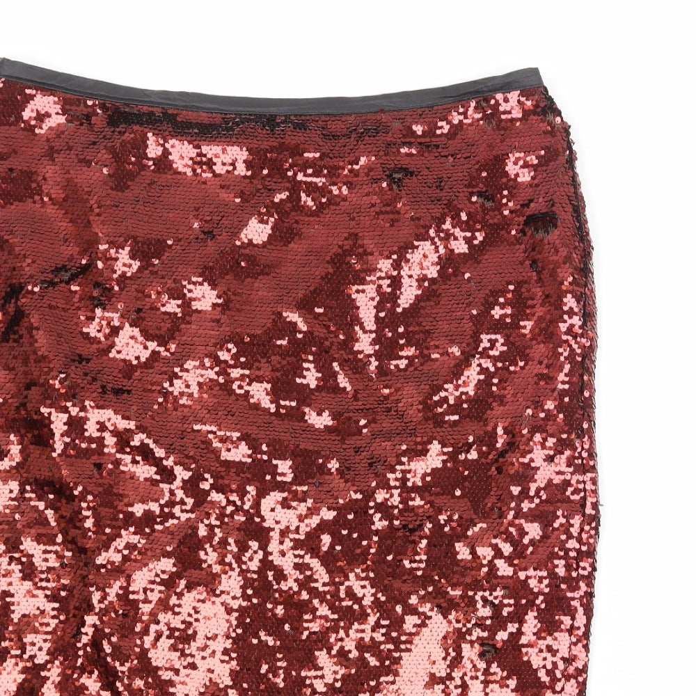Dorothy Perkins Womens Red Polyester Straight & Pencil Skirt Size 16 Zip