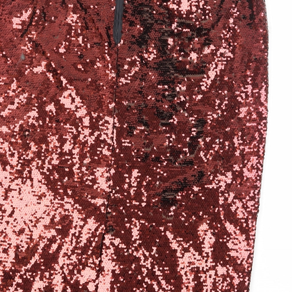 Dorothy Perkins Womens Red Polyester Straight & Pencil Skirt Size 16 Zip