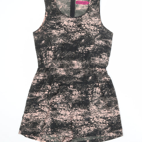 Boohoo Womens Black Geometric Polyester Playsuit One-Piece Size 10 Zip