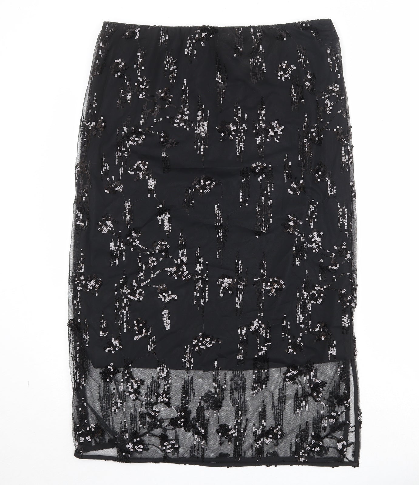 Marks and Spencer Womens Black Geometric Polyester A-Line Skirt Size 16