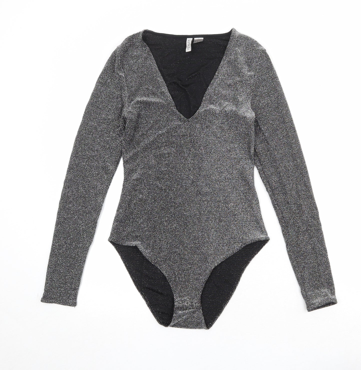Divided by H&M Womens Silver Nylon Bodysuit One-Piece Size M Snap