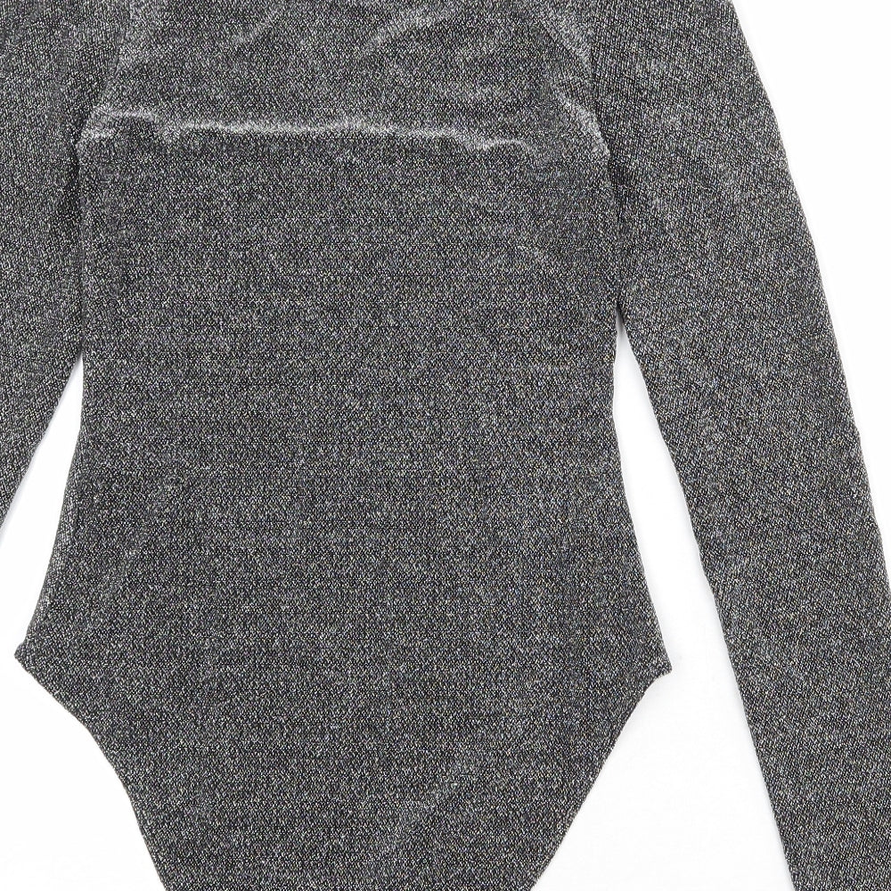 Divided by H&M Womens Silver Nylon Bodysuit One-Piece Size M Snap