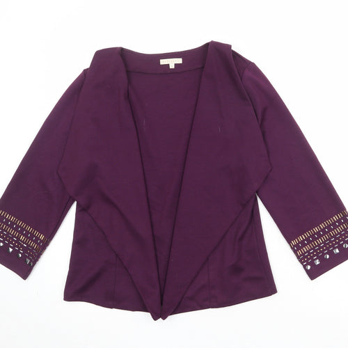 Epilogue Womens Purple V-Neck Polyester Cardigan Jumper Size 12