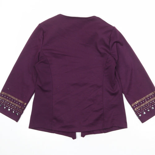 Epilogue Womens Purple V-Neck Polyester Cardigan Jumper Size 12