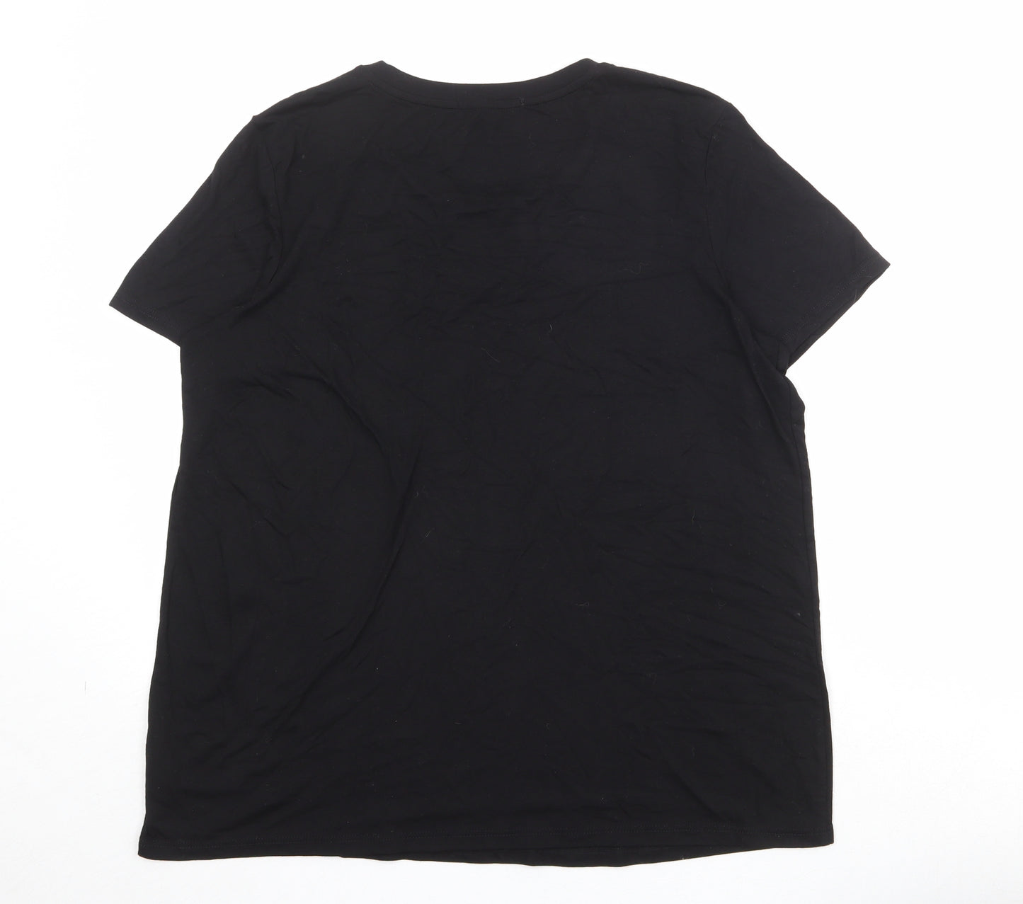 NEXT Womens Black Viscose Basic T-Shirt Size 18 Round Neck