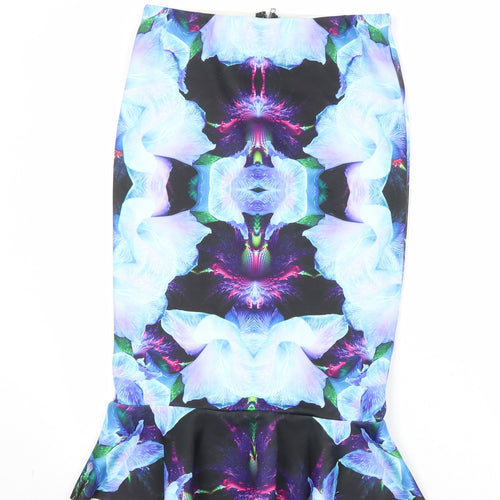 Ginger Fizz Womens Multicoloured Geometric Polyester Trumpet Skirt Size 10 Zip