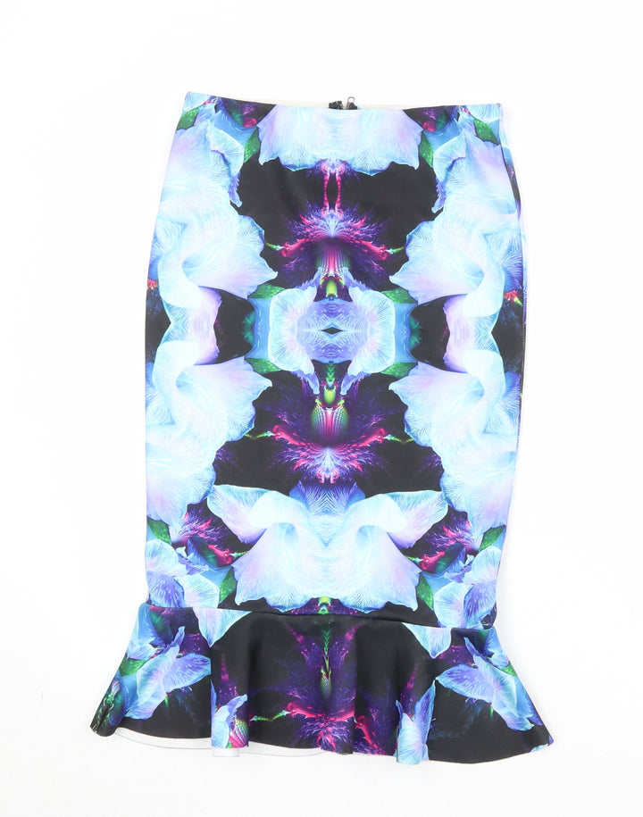 Ginger Fizz Womens Multicoloured Geometric Polyester Trumpet Skirt Size 10 Zip