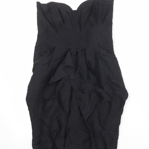 Warehouse Womens Black Silk Maxi Size 10 Sweetheart Zip