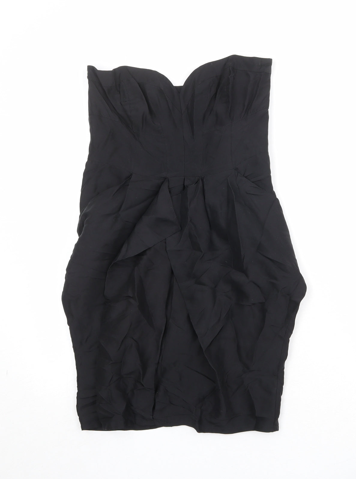 Warehouse Womens Black Silk Maxi Size 10 Sweetheart Zip