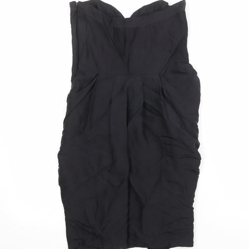Warehouse Womens Black Silk Maxi Size 10 Sweetheart Zip