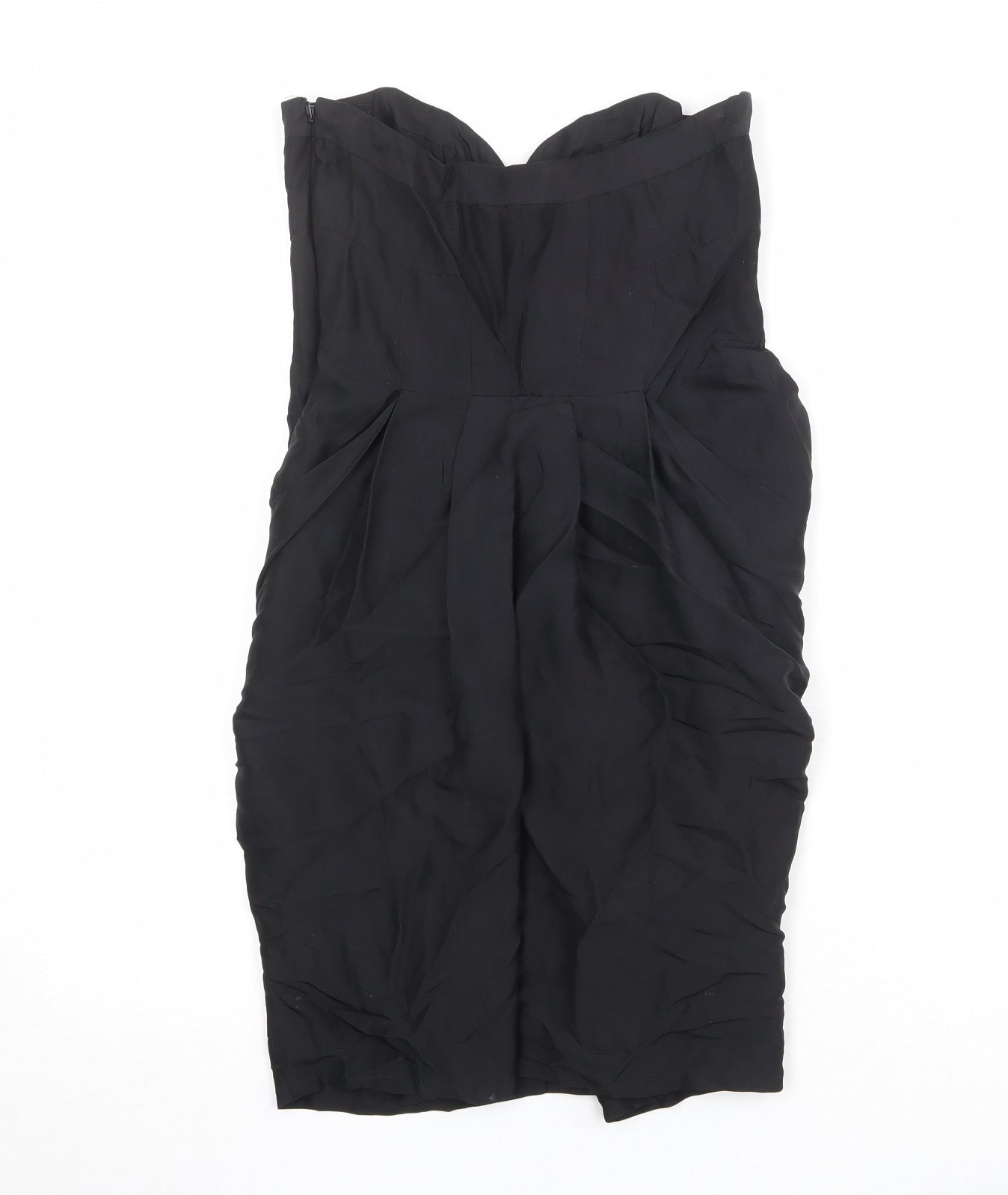 Warehouse Womens Black Silk Maxi Size 10 Sweetheart Zip
