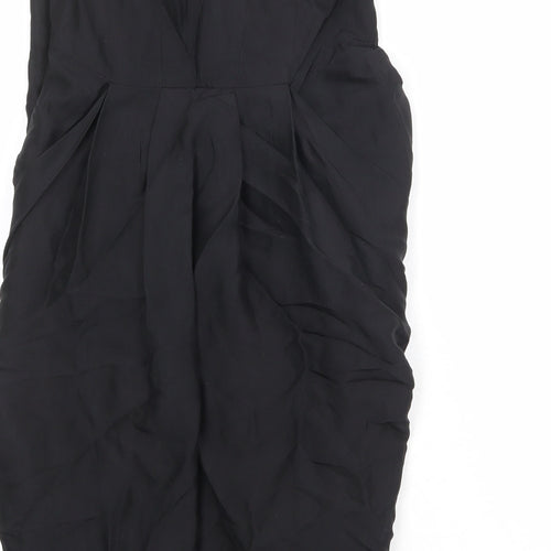 Warehouse Womens Black Silk Maxi Size 10 Sweetheart Zip