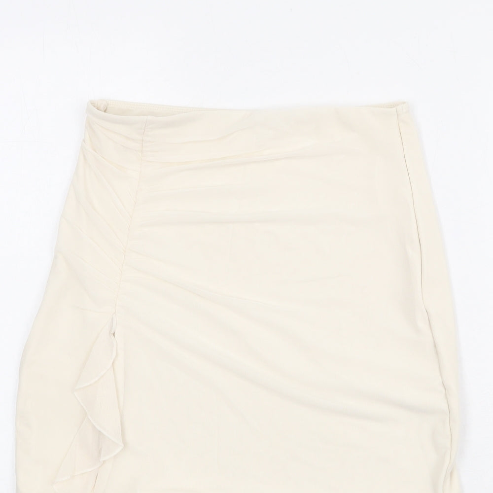 Oh Polly Womens Beige Polyester Mini Skirt Size 10