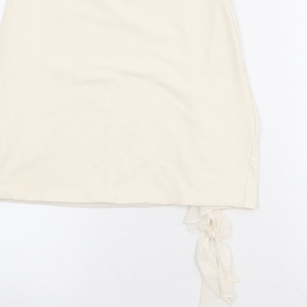 Oh Polly Womens Beige Polyester Mini Skirt Size 10