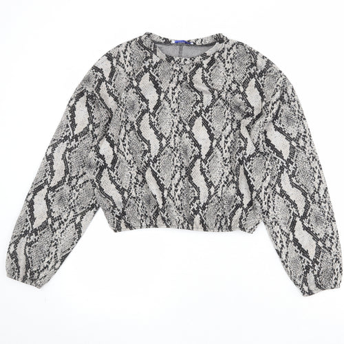 Zara Womens Beige Animal Print Polyester Pullover Sweatshirt Size M Pullover - Snakeskin Pattern