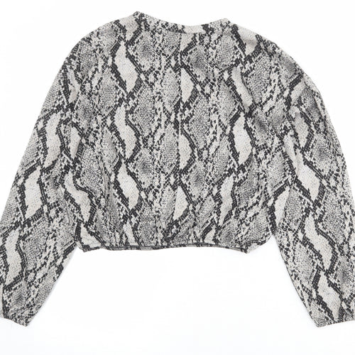 Zara Womens Beige Animal Print Polyester Pullover Sweatshirt Size M Pullover - Snakeskin Pattern
