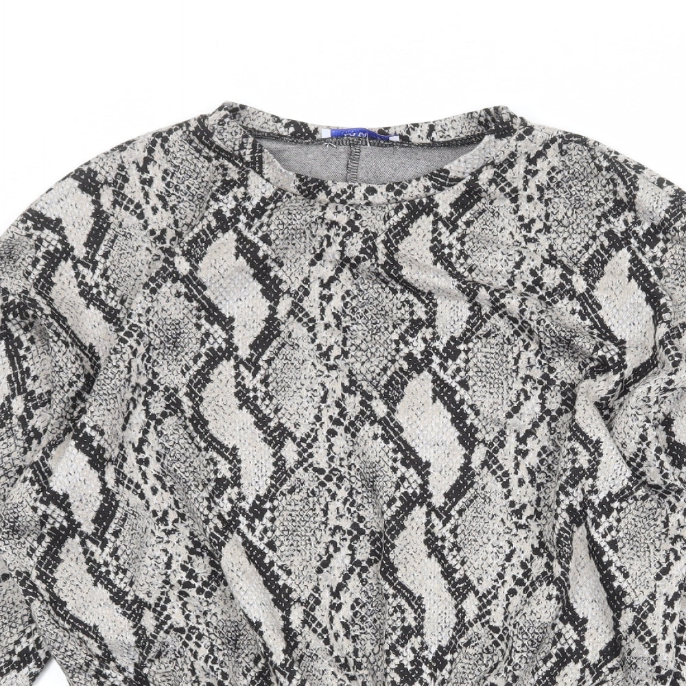 Zara Womens Beige Animal Print Polyester Pullover Sweatshirt Size M Pullover - Snakeskin Pattern