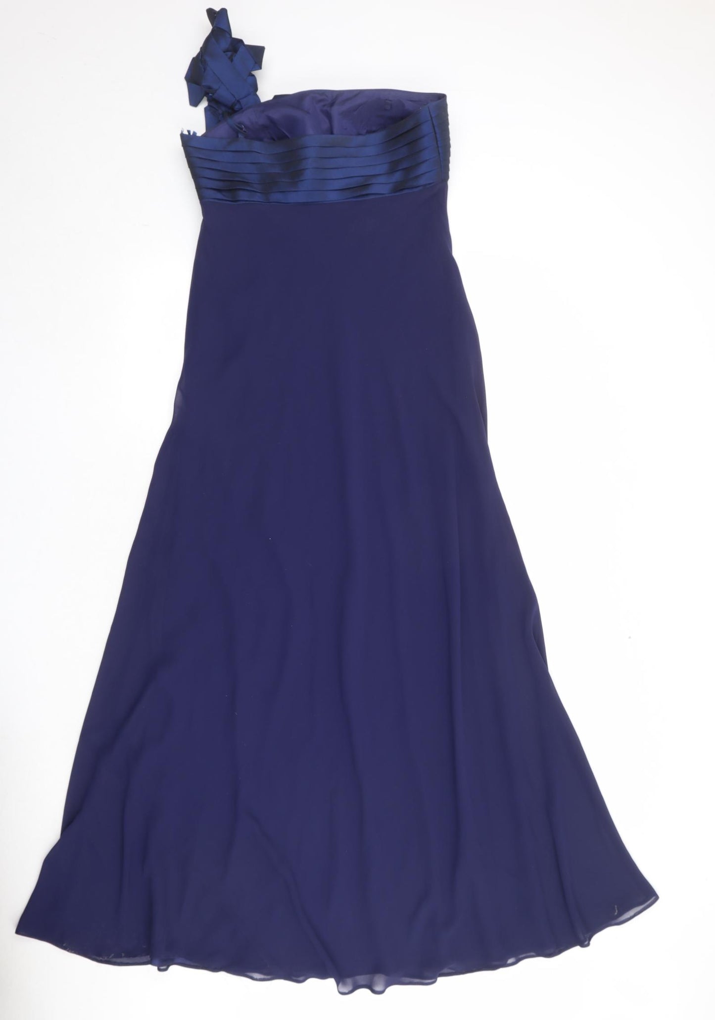 Debut Womens Blue Polyester Ball Gown Size 10 Off the Shoulder Zip - Flower Detail