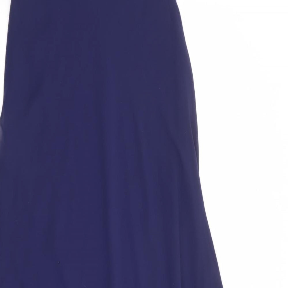 Debut Womens Blue Polyester Ball Gown Size 10 Off the Shoulder Zip - Flower Detail