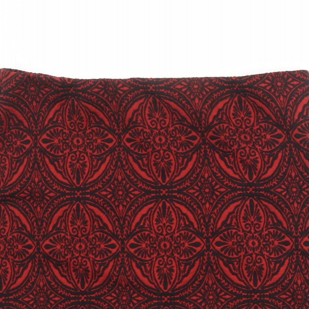 Marks and Spencer Womens Red Geometric Polyester A-Line Skirt Size 16